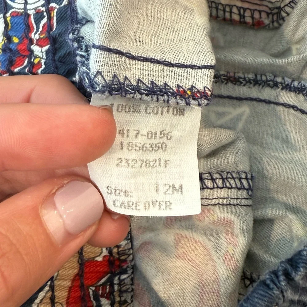 Vintage OshKosh B'gosh Baby Pants 12M - Sailor Bear Nautical Print - Made in USA